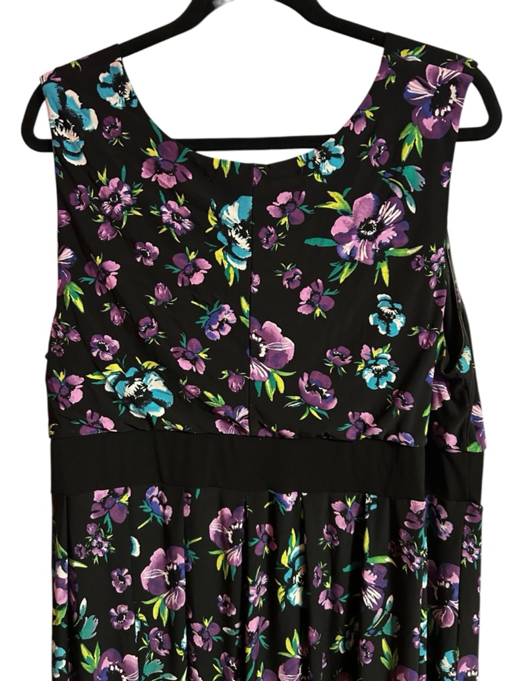 Women within Black Sleeveless Maxi Dress with Purple & Teal Floral Print - Picture 5 of 7